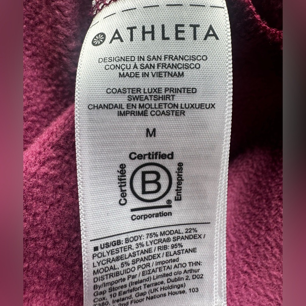 Athleta Coaster Luxe Tie Dye Shibori Striped Pink Sweatshirt M - Picture 7 of 8